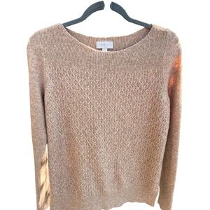 LOFT Women's Beige Crew Neck Sweater